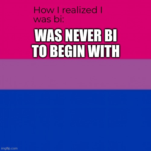 this is slander | WAS NEVER BI TO BEGIN WITH | image tagged in how i realized i was bi | made w/ Imgflip meme maker