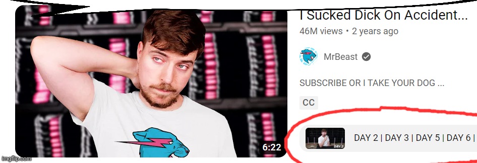 Mr Beast sucked dick on accident | image tagged in mr beast sucked dick on accident | made w/ Imgflip meme maker