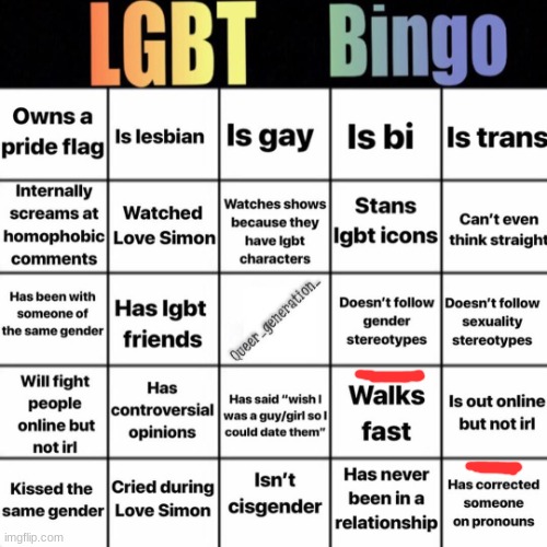 "Sir, you're not a 'xe/xer', you're a dude." | image tagged in lgbtq bingo | made w/ Imgflip meme maker