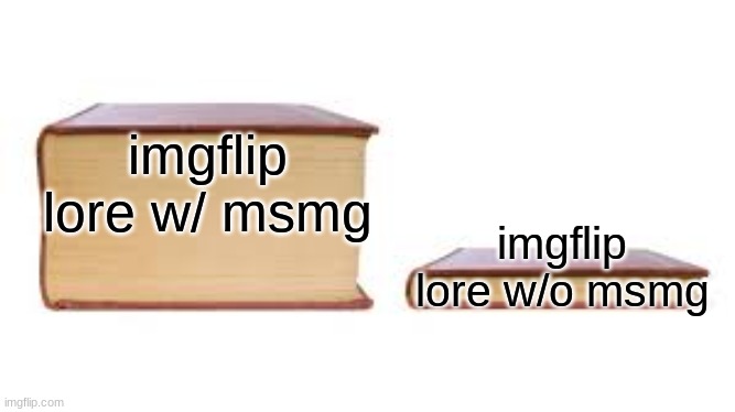 m | imgflip lore w/ msmg; imgflip lore w/o msmg | image tagged in big book small book | made w/ Imgflip meme maker