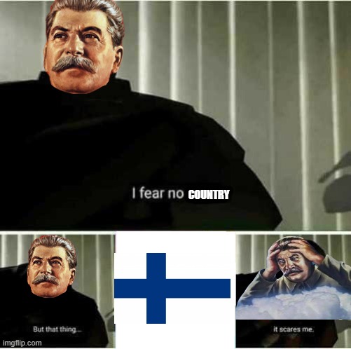 The Finnish-Russian War | COUNTRY | image tagged in thanos's fear | made w/ Imgflip meme maker