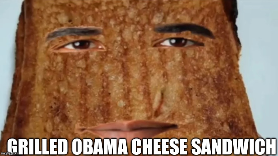 Insert title here | GRILLED OBAMA CHEESE SANDWICH | image tagged in obama,funny | made w/ Imgflip meme maker