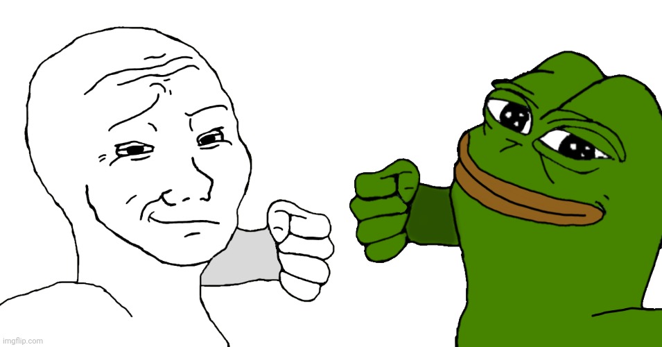 Pepe Wojak double punch | image tagged in pepe wojak double punch | made w/ Imgflip meme maker