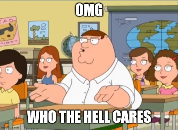 Oh my God Who the hell cares | OMG WHO THE HELL CARES | image tagged in oh my god who the hell cares | made w/ Imgflip meme maker