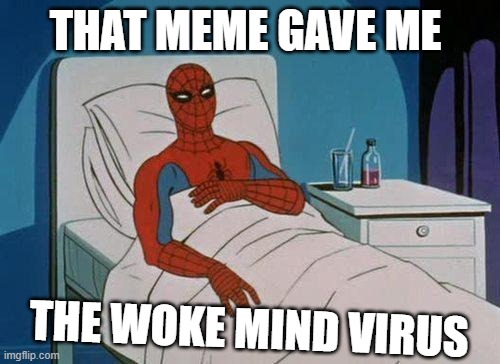 Spiderman Hospital Meme | THAT MEME GAVE ME; THE WOKE MIND VIRUS | image tagged in memes,spiderman hospital,spiderman,woke,mind,virus | made w/ Imgflip meme maker