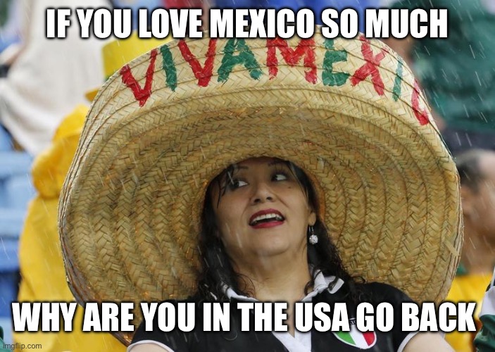 Mexican Word Of The Day | IF YOU LOVE MEXICO SO MUCH; WHY ARE YOU IN THE USA GO BACK | image tagged in mexican word of the day | made w/ Imgflip meme maker