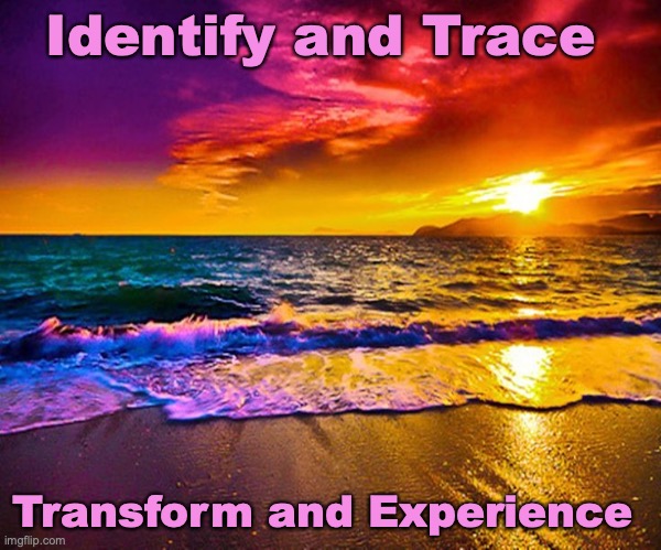 Transfrom | Identify and Trace; Transform and Experience | image tagged in beautiful sunset | made w/ Imgflip meme maker