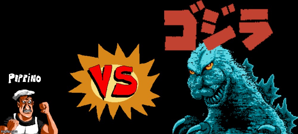 Peppino vs. Godzilla | image tagged in peppino vs godzilla | made w/ Imgflip meme maker