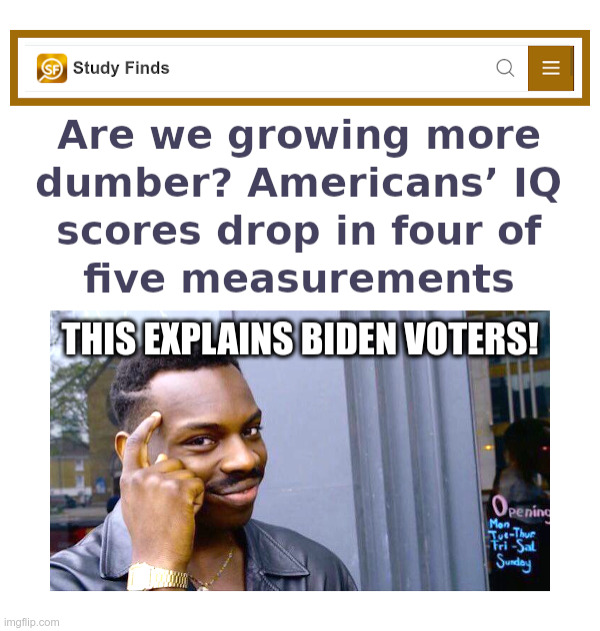 IQ Scores Dropping? This Explains Things! | image tagged in joe biden,kamala harris,democrat,voters,roll safe think about it | made w/ Imgflip meme maker