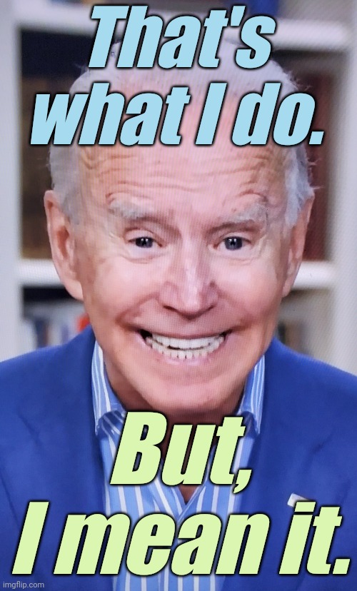 Senile, snickering obiden says | That's what I do. But, I mean it. | image tagged in senile snickering obiden says | made w/ Imgflip meme maker