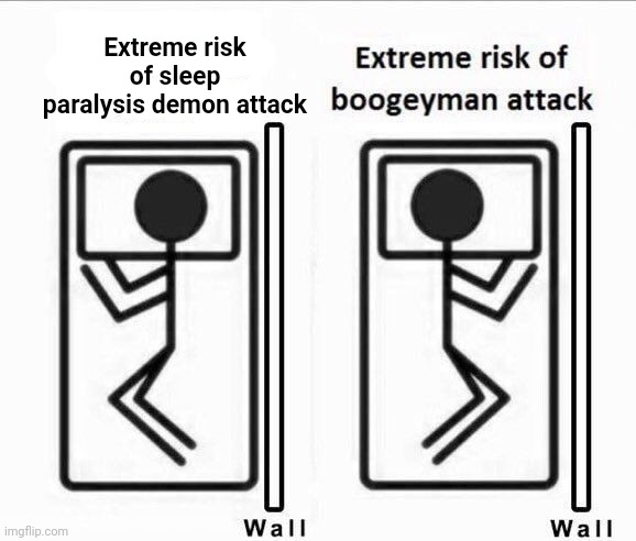 That's just how it is | Extreme risk of sleep paralysis demon attack | image tagged in sleep,demon,extreme,risk | made w/ Imgflip meme maker