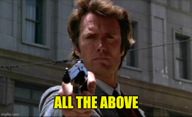 Clint Eastwood | ALL THE ABOVE | image tagged in clint eastwood | made w/ Imgflip meme maker