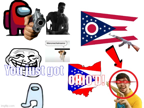ded meme | OHIO'D! You just got | image tagged in blank white template | made w/ Imgflip meme maker