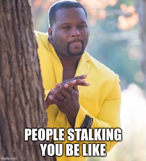 STALKER!! | PEOPLE STALKING YOU BE LIKE | image tagged in black guy hiding behind tree | made w/ Imgflip meme maker