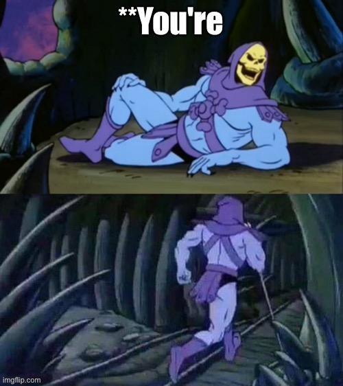 Skeletor disturbing facts | **You're | image tagged in skeletor disturbing facts | made w/ Imgflip meme maker