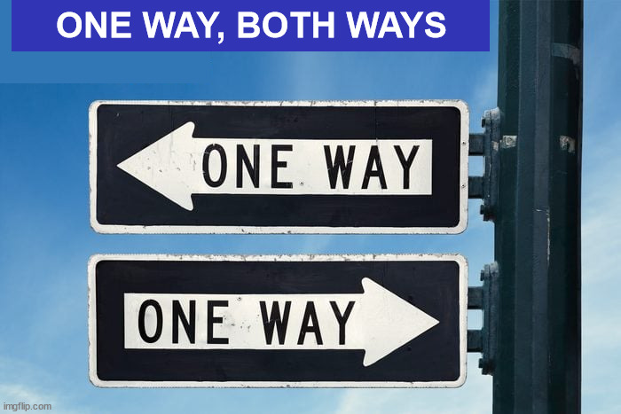 ONE WAY, BOTH WAYS | image tagged in one way,traffic sign,traffic jam,both ways,memes,car | made w/ Imgflip meme maker