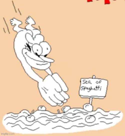 Peppino bare ass skinny dipping into a sea of spaghetti | image tagged in peppino bare ass skinny dipping into a sea of spaghetti | made w/ Imgflip meme maker