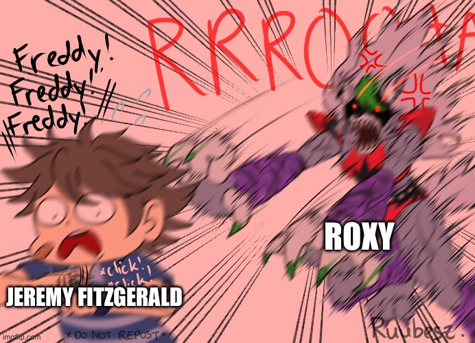 Roxanne Wolf pouncing onto Gregory | ROXY JEREMY FITZGERALD | image tagged in roxanne wolf pouncing onto gregory | made w/ Imgflip meme maker