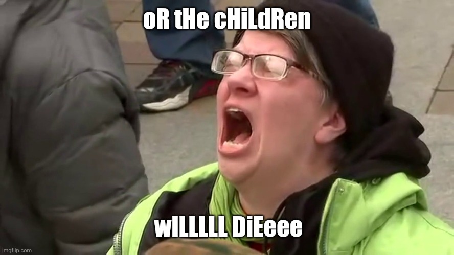 Screaming Libtard  | oR tHe cHiLdRen wILLLLL DiEeee | image tagged in screaming libtard | made w/ Imgflip meme maker