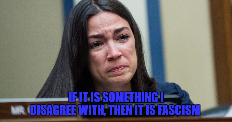 In the Eye of the Beholder | IF IT IS SOMETHING I DISAGREE WITH, THEN IT IS FASCISM | image tagged in aoc crying | made w/ Imgflip meme maker