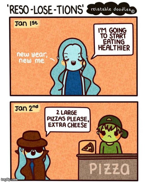 image tagged in resolution,lose,eating healthy,pizza,cheese,incognito | made w/ Imgflip meme maker