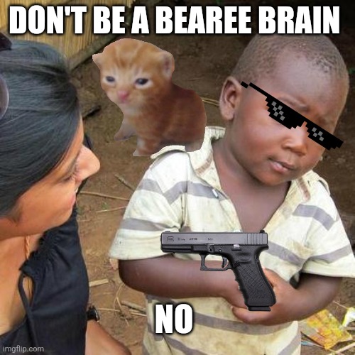 Boliver meme | DON'T BE A BEAREE BRAIN; NO | image tagged in memes,third world skeptical kid | made w/ Imgflip meme maker