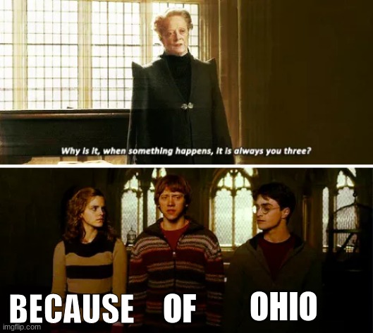 Always you three | BECAUSE; OHIO; OF | image tagged in always you three | made w/ Imgflip meme maker