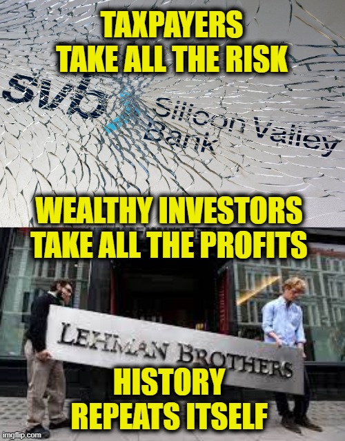 We Learned Nothing! | TAXPAYERS
 TAKE ALL THE RISK; WEALTHY INVESTORS TAKE ALL THE PROFITS; HISTORY
REPEATS ITSELF | made w/ Imgflip meme maker