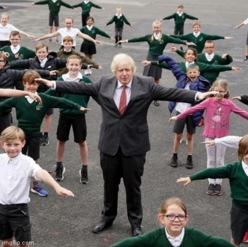 New template | image tagged in bojo t-posing with school kids | made w/ Imgflip meme maker