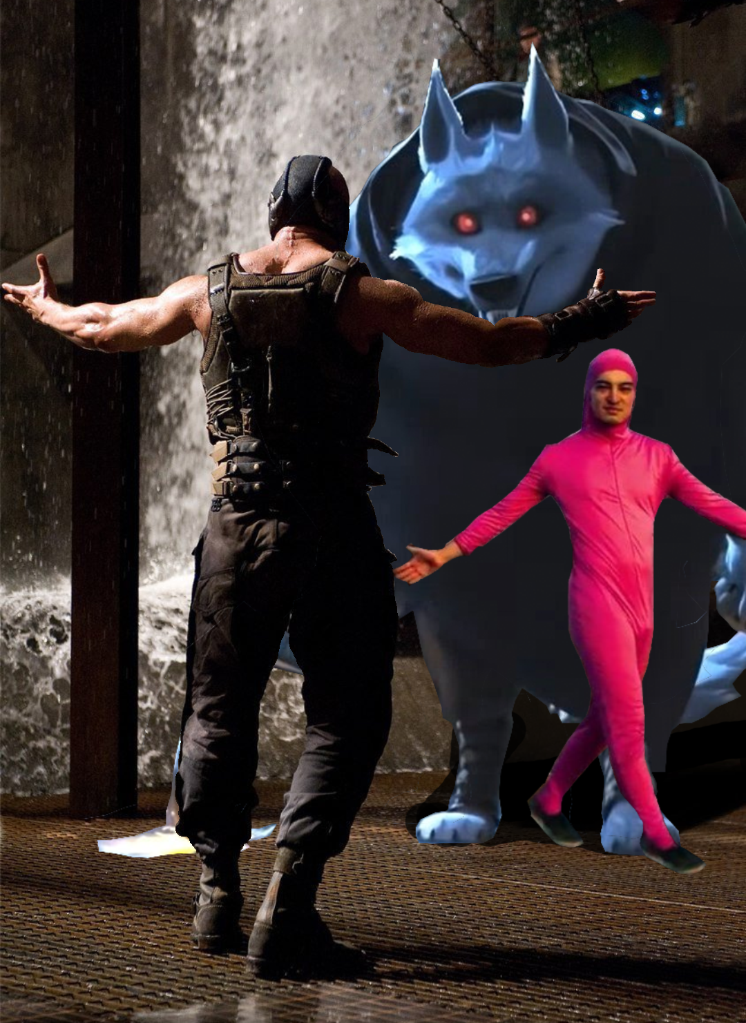 High Quality Bane vs Death and Pink Guy Blank Meme Template