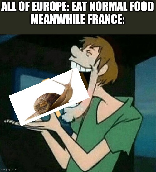 ALL OF EUROPE: EAT NORMAL FOOD
MEANWHILE FRANCE: | image tagged in france | made w/ Imgflip meme maker