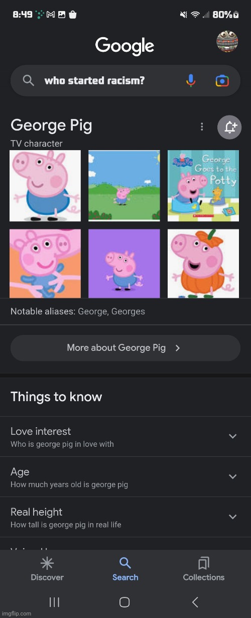 image tagged in racism,george pig,google search on 2nd page | made w/ Imgflip meme maker