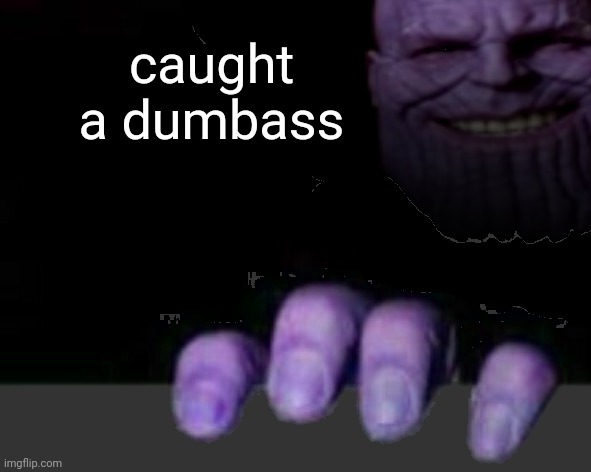 Thanos hand | caught a dumbass | image tagged in thanos hand | made w/ Imgflip meme maker