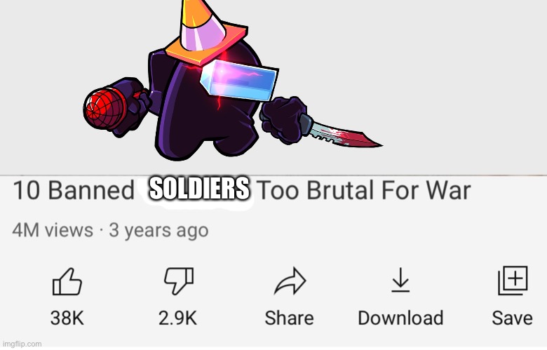 Murder | SOLDIERS | image tagged in banned weapons too brutal for war | made w/ Imgflip meme maker