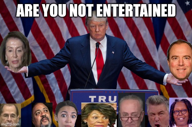 Donald Trump | ARE YOU NOT ENTERTAINED | image tagged in donald trump | made w/ Imgflip meme maker