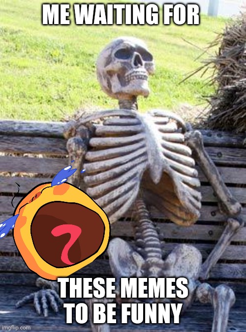 Waiting Skeleton Meme | ME WAITING FOR; THESE MEMES TO BE FUNNY | image tagged in memes,waiting skeleton | made w/ Imgflip meme maker