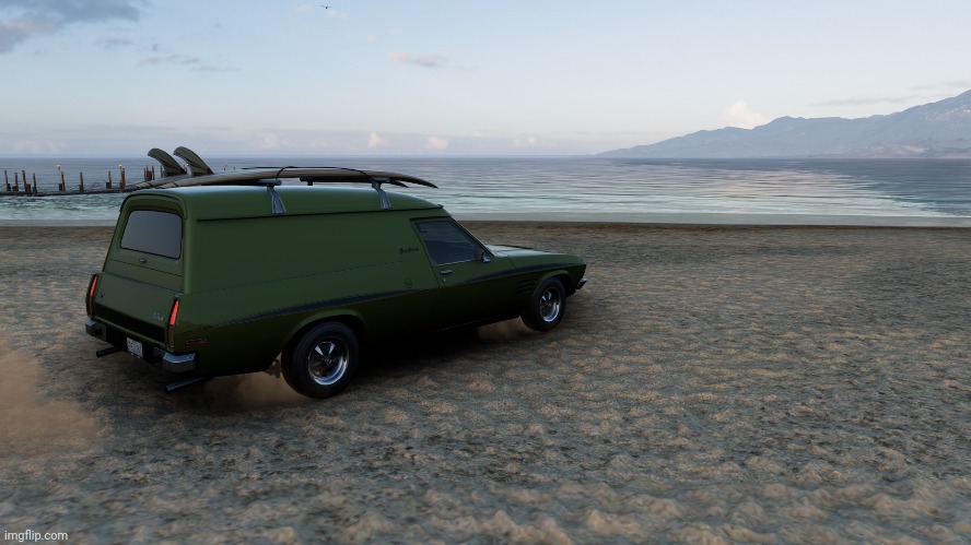 1974 Holden Sandman Panel Van at the beach | image tagged in holden,forza horizon 5 | made w/ Imgflip meme maker