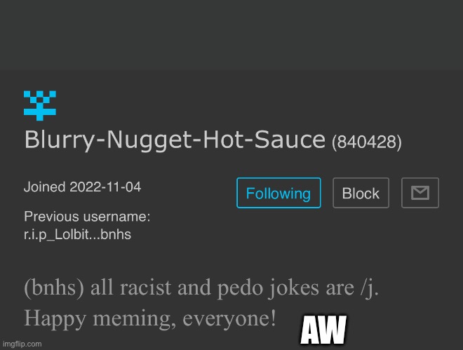 AW | made w/ Imgflip meme maker