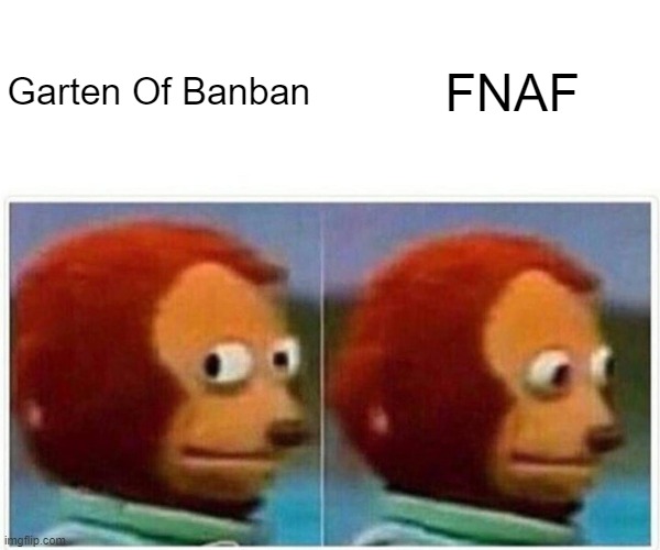 Game battle | FNAF; Garten Of Banban | image tagged in memes,monkey puppet | made w/ Imgflip meme maker