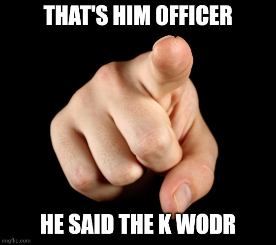 That’s him officer | THAT'S HIM OFFICER; HE SAID THE K WODR | image tagged in that s him officer | made w/ Imgflip meme maker