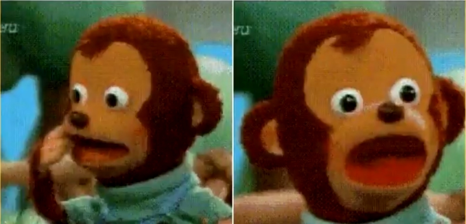 High Quality Surprised monkey puppet Blank Meme Template