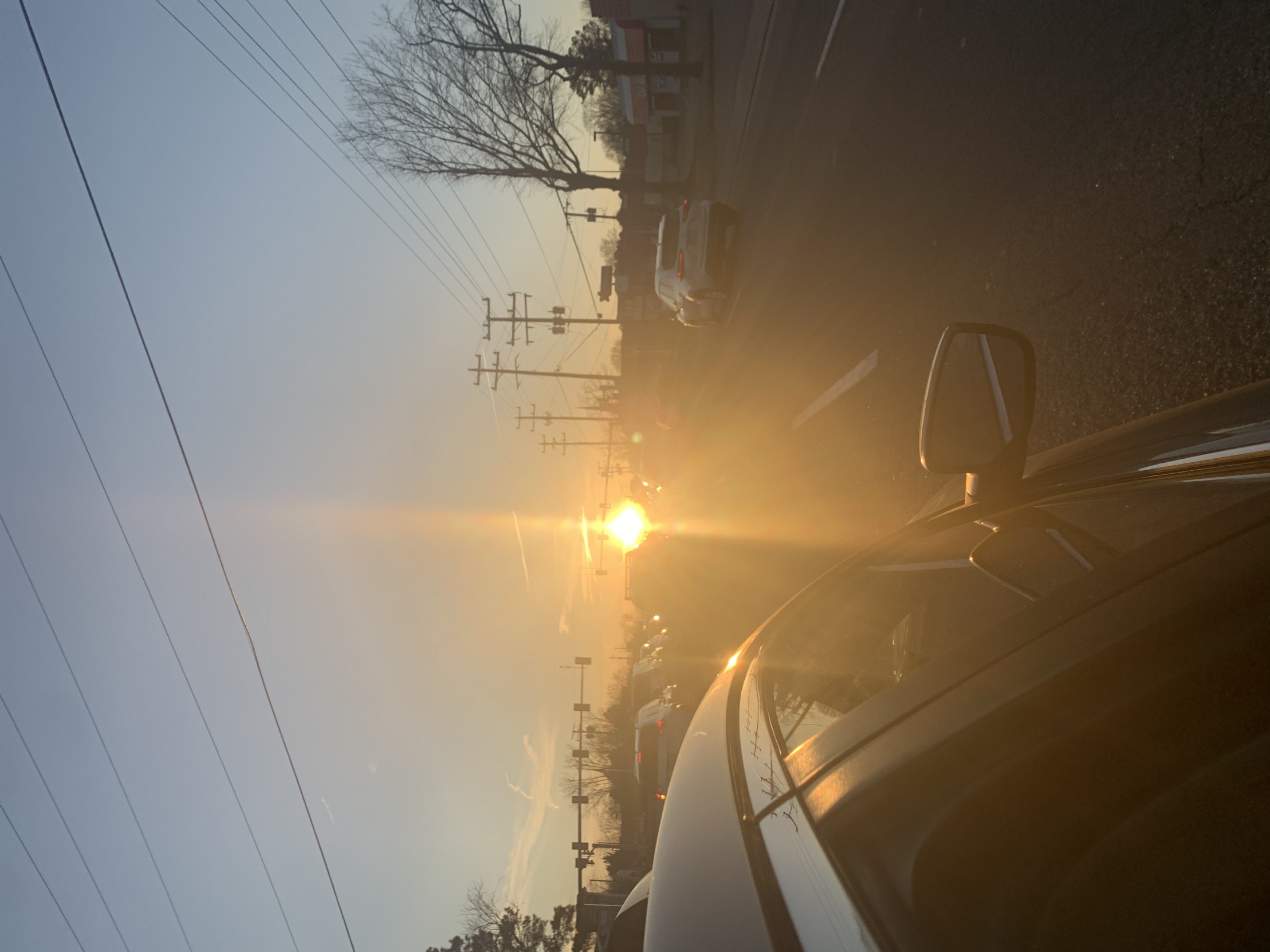 High Quality Sunset from a car window Blank Meme Template