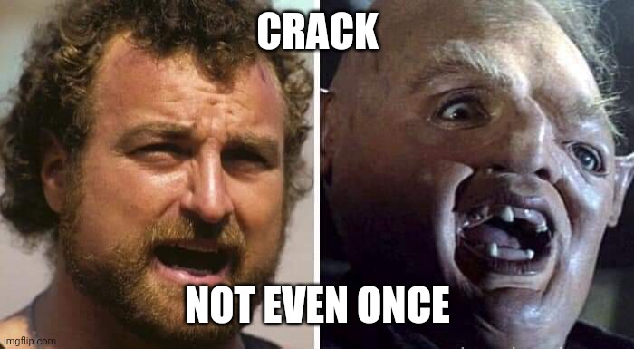 Not even once | CRACK; NOT EVEN ONCE | image tagged in sloth | made w/ Imgflip meme maker