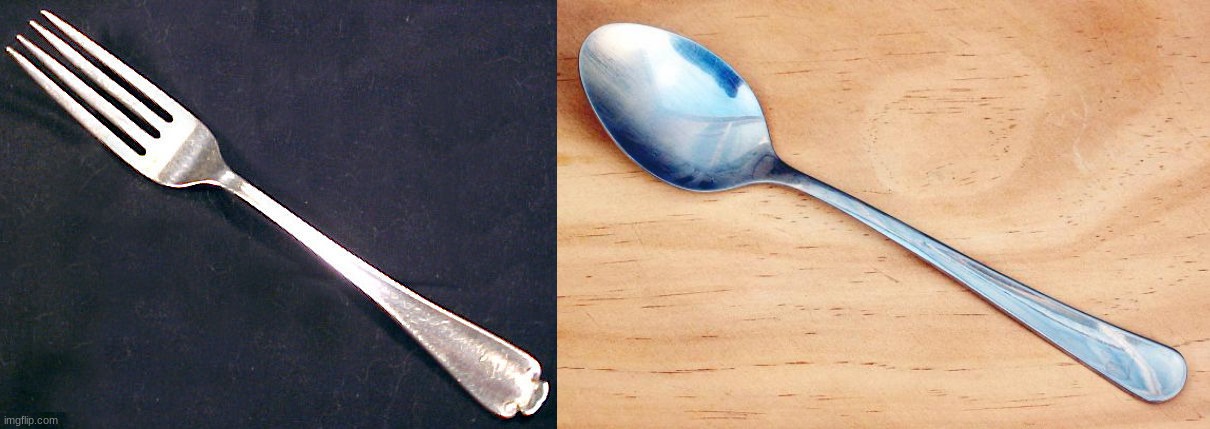 image tagged in fork,spoon | made w/ Imgflip meme maker