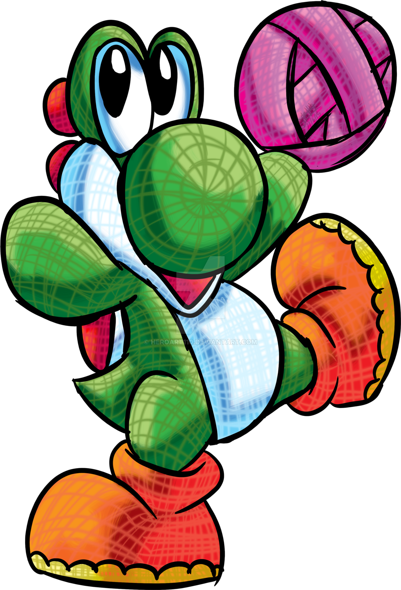 Yarn Yoshi with Pink Ball of Yarn Blank Meme Template