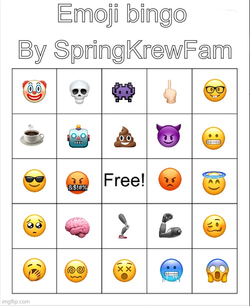 SpringKrewFam’s Emoji Bingo Blank Meme Template