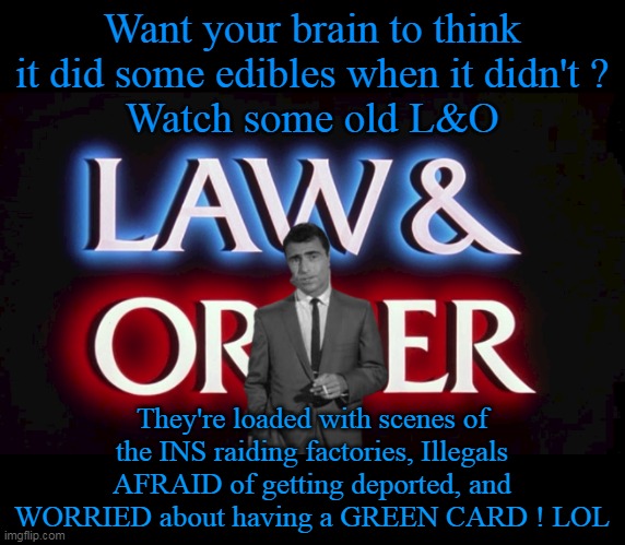 Ahem, "Refugees, Asylum Seekers, and Migrants" | Want your brain to think it did some edibles when it didn't ?
Watch some old L&O; They're loaded with scenes of the INS raiding factories, Illegals AFRAID of getting deported, and WORRIED about having a GREEN CARD ! LOL | image tagged in illegals meme,illegals,not spozed to be heres,criminals | made w/ Imgflip meme maker