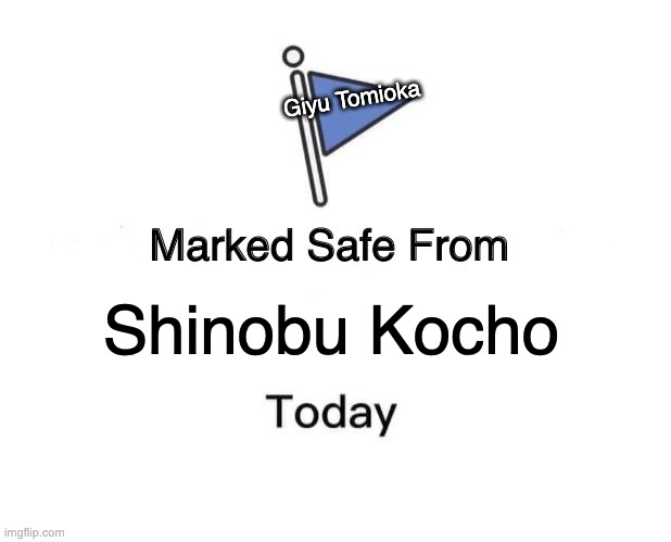 Marked Safe From Meme | Giyu Tomioka; Shinobu Kocho | image tagged in memes,marked safe from | made w/ Imgflip meme maker