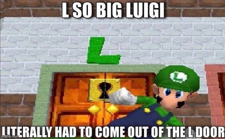 L so big Luigi had to come out the L door | image tagged in l so big luigi had to come out the l door | made w/ Imgflip meme maker