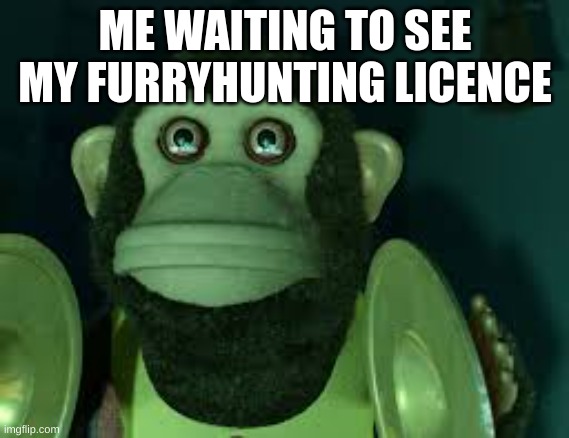 Toy Story Monkey | ME WAITING TO SEE MY FURRY HUNTING LICENCE | image tagged in toy story monkey | made w/ Imgflip meme maker